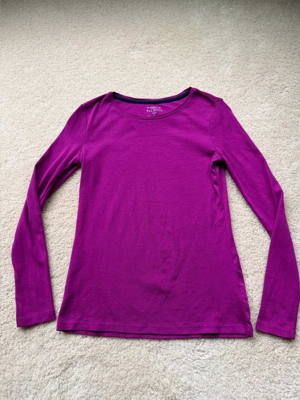 Talbots Magenta Pink LS Tee Shirt - Size XS Petite - VGUC - 100% Pima Cotton